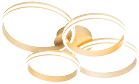 Plafoniera din alamă cu LED inclus, cu dimmer cu 3 trepte, 4 lumini - Navara