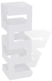 vidaXL Suport pentru umbrele, pătrat, depozitare bastoane, alb, 48,5 cm, oțel