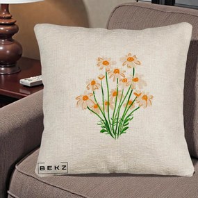 Perna Decorativa Margarete Camp, 40x40 cm, Bej Canapea, Husa Detasabila, Perna Inclusa, BEKZ®