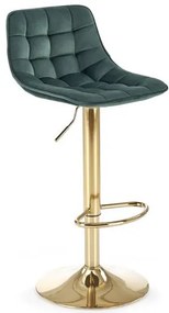 Scaun de bar H120 velvet verde/gold