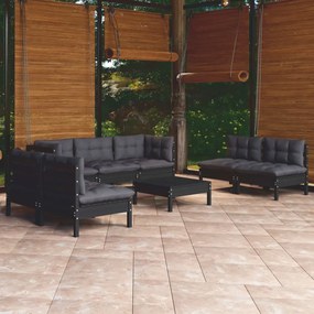 3096230 vidaXL Set mobilier de grădină cu perne, 8 piese, lemn masiv de pin