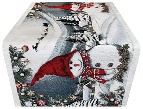 Față de masă tapițerie cu om de zăpadă 40x130 cm
