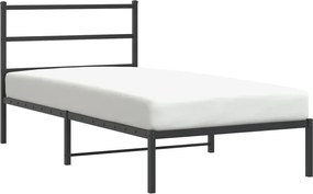 vidaXL Cadru de pat din metal cu tăblie, negru, 107x203 cm