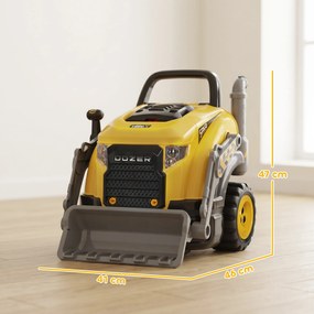 AIYAPLAY Atelier Excavator Jucărie pentru Copii cu Motor, 68 Accesorii, Efect Abur și Sunete, 46x41x47 cm, Galben | Aosom Romania