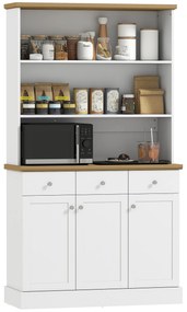 HOMCOM Bufet de Bucătărie cu 3 Compartimente Deschise, 101x39x180,5 cm, Alb | Aosom Romania
