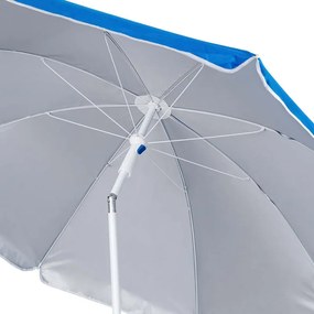 Umbrela de plaja MUHLER 2119 1008628, Ø160 cm, 195 cm inaltime, 8 spite, Protectie UV UPF 50+, Brat detasabil, Albastru