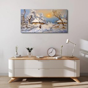 Tablou canvas Cabana Satului Zăpadă de iarnă
