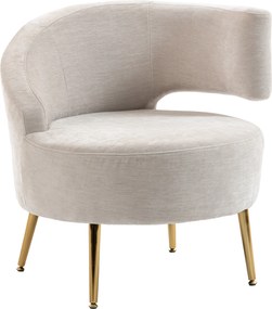 HOMCOM Scaun Modern pentru Living cu Spătar Arcuit și Arcuri Individuale, Tapițat cu Chenille, Spumă, Lemn și Oțel, 69x65x67 cm, Crem și Auriu | Aosom Romania