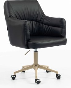 HR840K Scaun Negru Piele Ecologica cu Bază Crem