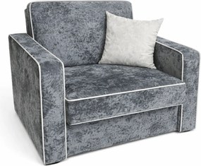 Fotoliu SAMY NEXT extensibil, cu lada de depozitare, stofa gri inchis cu gri deschis , cadru metalic, 103x100x92 Catifea plusata, Gri