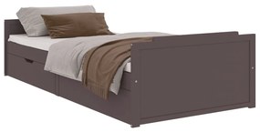 322162 vidaXL Cadru de pat cu sertare, maro închis, 90x200 cm, lemn de pin