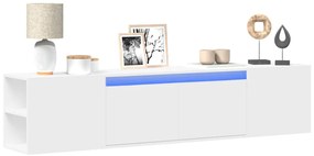 vidaXL Dulap TV de perete cu lumini LED, alb, 180x31x39,5 cm