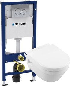 Set vas wc suspendat Villeroy&Boch Arhitectura cu capac si rezervor cu clapeta crom Geberit Delta