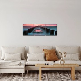 Tablou - Pietre în mare (cu ceas) (90x30 cm)