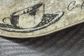 ANDRE 2835 covor lavabil Cafea bucatarie, anti-alunecare - verde / bej