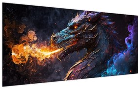 Tablou - Dragon scuipând flăcări (120x50 cm)