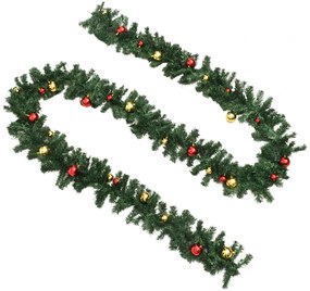 Ghirlande de Craciun cu globuri, 4 buc., verde, 270 cm, PVC 4, Multicolour