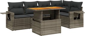 vidaXL Set mobilier grădină cu perne, 6 piese, gri, poliratan
