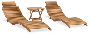 Set mobilier de gradina pliabil, 3 piese, lemn masiv de tec 2, Cu masa