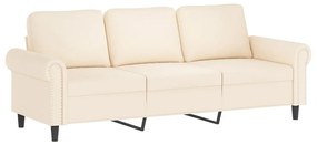 Canapea cu 3 locuri, crem, 180 cm, catifea Crem, 212 x 77 x 80 cm