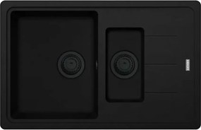 Chiuveta bucatarie compozit Franke Basis VN 1 cuva 1/2 cu picurator 78x50 cm reversibila finisaj negru mat