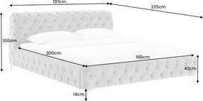 Pat elegant tapitat cu catifea gri MODERN BAROCK 180x200cm A-46162 VC