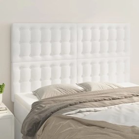 3116423 vidaXL Tăblii de pat, 4 buc, alb, 72x5x78/88 cm, piele ecologică