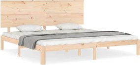 vidaXL Cadru de pat cu tăblie Super King Size, lemn masiv