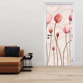 Fototapet pentru ușă - Lalele roz (95x205cm)