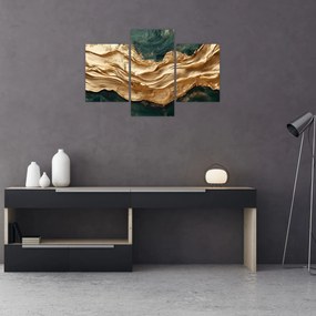 Tablou - Abstracție verde cu auriu II. (90x60 cm)