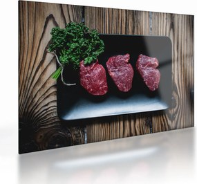 Tablou pe sticlă cu carne pe farfurie (70x50 cm)