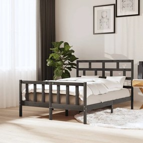 3101345 vidaXL Cadru de pat, gri, 120x200 cm, lemn masiv de pin
