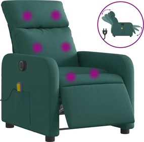 vidaXL Fotoliu electric de masaj rabatabil, verde închis, textil