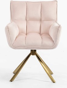 HR560 BAZĂ STEA Scaun Catifea Roz Pudra cu Bază Aurie
