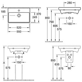 Villeroy & Boch Lavoar suspendat AVENTO 55 x 37 cm, ceramică, alb - 4A005501
