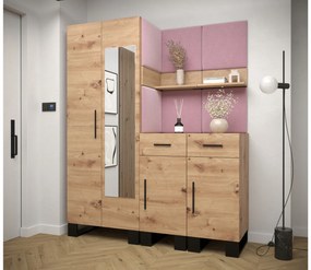 Set mobilier pentru hol Amanda 15 (Stejar artisan + roz). 1085984
