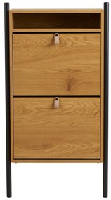 Pantofar în culoare naturală cu deschidere înclinată cu aspect de lemn de stejar 62x118x26 cm Barco – House Nordic