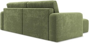 Colțar verde extensibil/cu spațiu de depozitare cu tapițerie din chenille (cu colț pe partea stângă/cu șezlong) Kona – Makamii