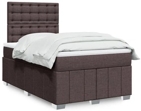 vidaXL Pat box spring cu saltea, maro închis, 120x200 cm, textil