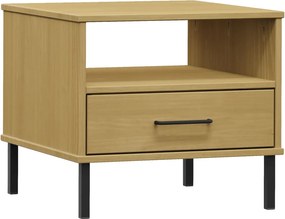 vidaXL Noptieră cu picioare metalice „OSLO”, maro, lemn masiv pin