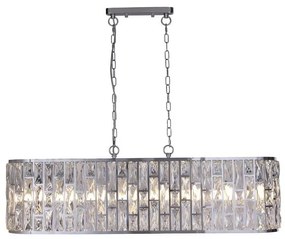 Lustra metal cromat, sticla transparenta Bijou 8Lt