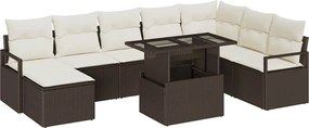 vidaXL Set de canapele pentru grădină 9 pcs Maro Rattan poli