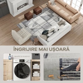 HOMCOM Covor Modern Antiderapant cu Linii Geometrice din Poliester, Multicolor | Aosom Romania