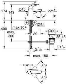 Set baterii baie Grohe StartCurve set dus porter (23768000, 23805000, 27799001)