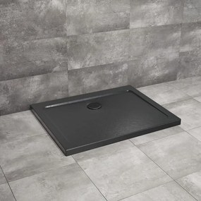 Cadita dus dreptunghiulara Radaway Doros D Stone 100x80 cm acril negru
