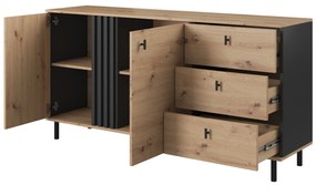 Comodă Madeira 2D3S (Stejar artisan + antracit Negru). 1071364