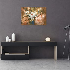 Tablou pe sticlă - Buchet de flori pictat (70x50 cm)