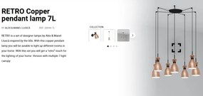 Lustra suspendata cu 7 pendule RETRO cupru