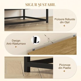 HOMCOM Bufet de Bucătărie cu 2 Nivele și Raft Reglabil, Mobilier din Pal Melaminat și Oțel, 80x40x78 cm, Lemn Natural | Aosom Romania