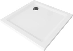 Mexen Flat duș pătrat slim 90 x 90 cm, alb, sifon negru - 40109090B
